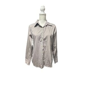 Eddie Bauer Wrinkle Resistant Button Up Blouse Womens Medium Neutral Workwear